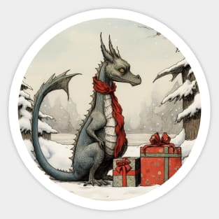 Gothic Yule Dragon Sticker